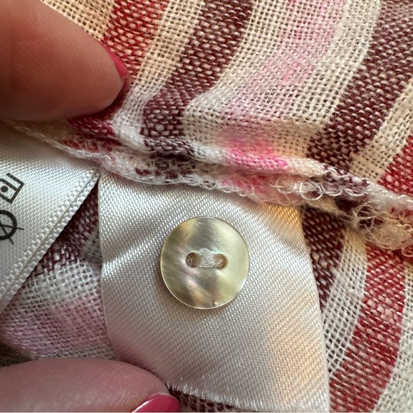 St. Tropez Striped Long Sleeve Linen Blouse/Coverup - Picture 8 of 8